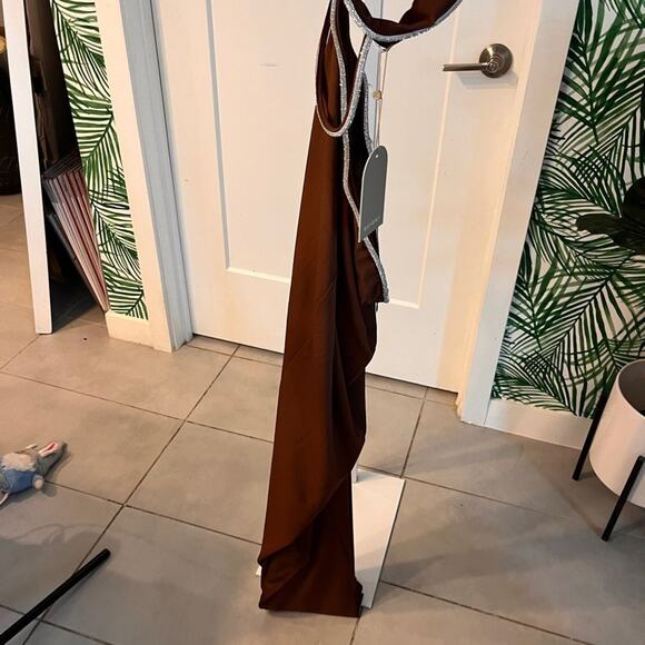 Meshki Nicha Diamante Cutout Maxi Dress in Chocolate NWT Large - Picture 4 of 9
